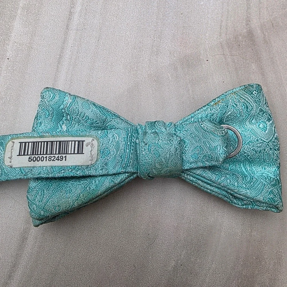 Mens‎ Aqua Blue Paisley Bow Tie Adjustable Pre-Tied Formal Wedding Turquoise D1